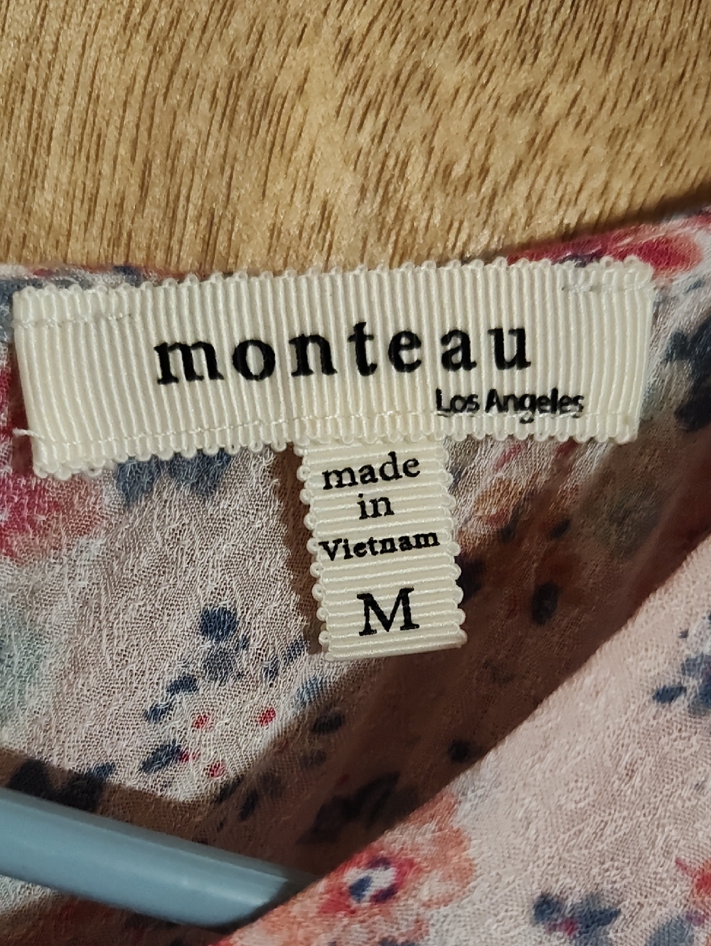 Monteau Los Angeles Layered Sleeveless Blouse Blush Pink Aqua Ditsy Floral Med - Picture 10 of 11